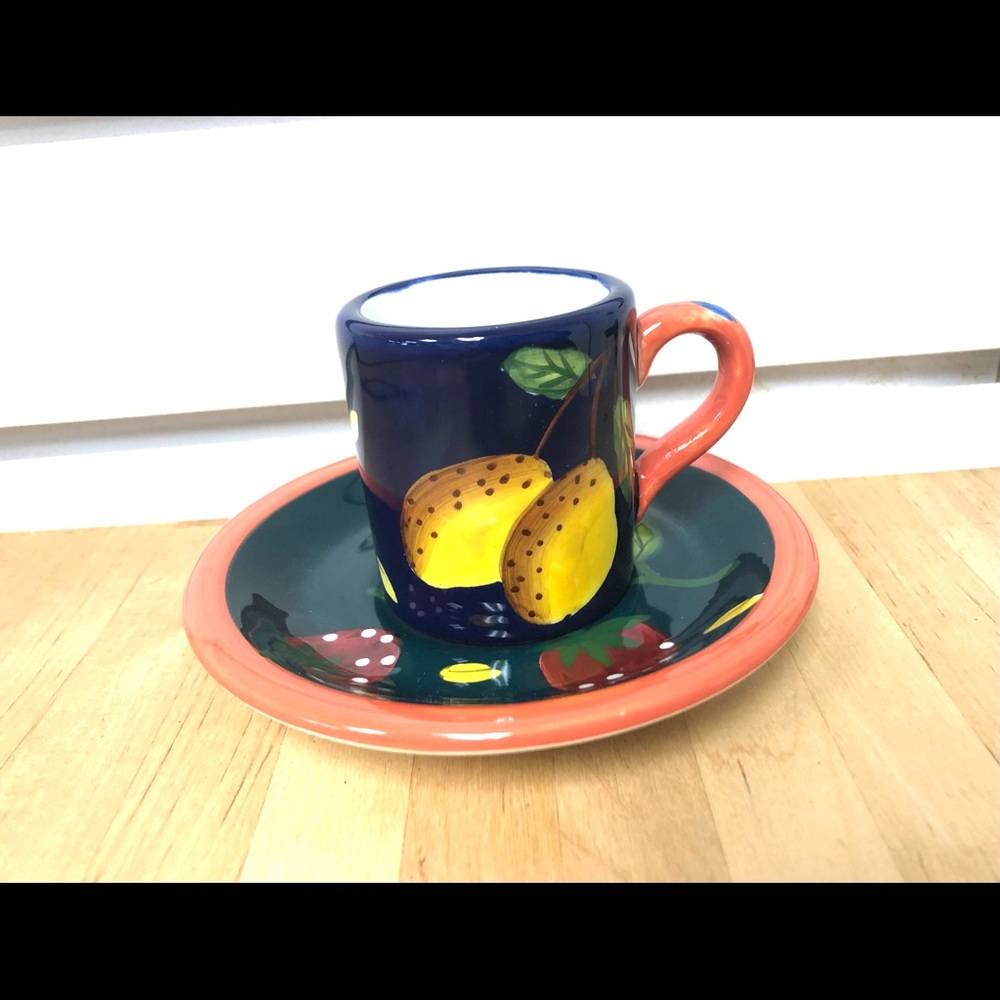 Beautiful Hand painted Ceramic Demi Tasse Cup and Saucer.